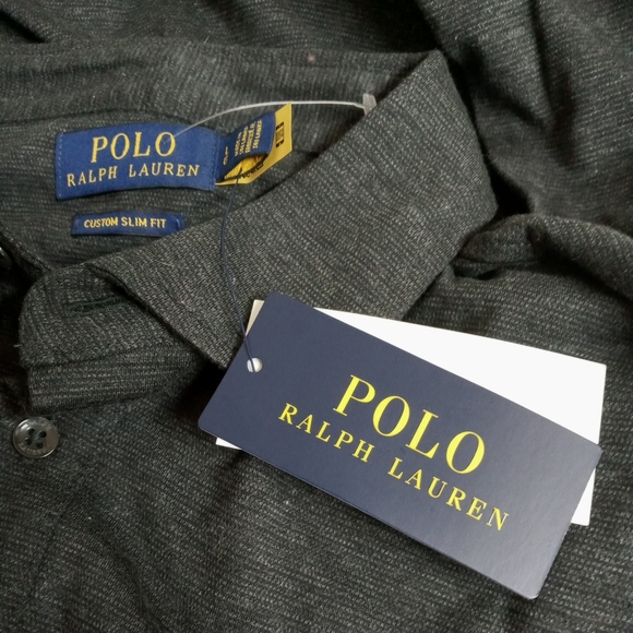 Polo Ralph Lauren Long Sleeve Cotton Polo Shirt Large NWT Gray Multi MSRP $125. - Picture 11 of 12